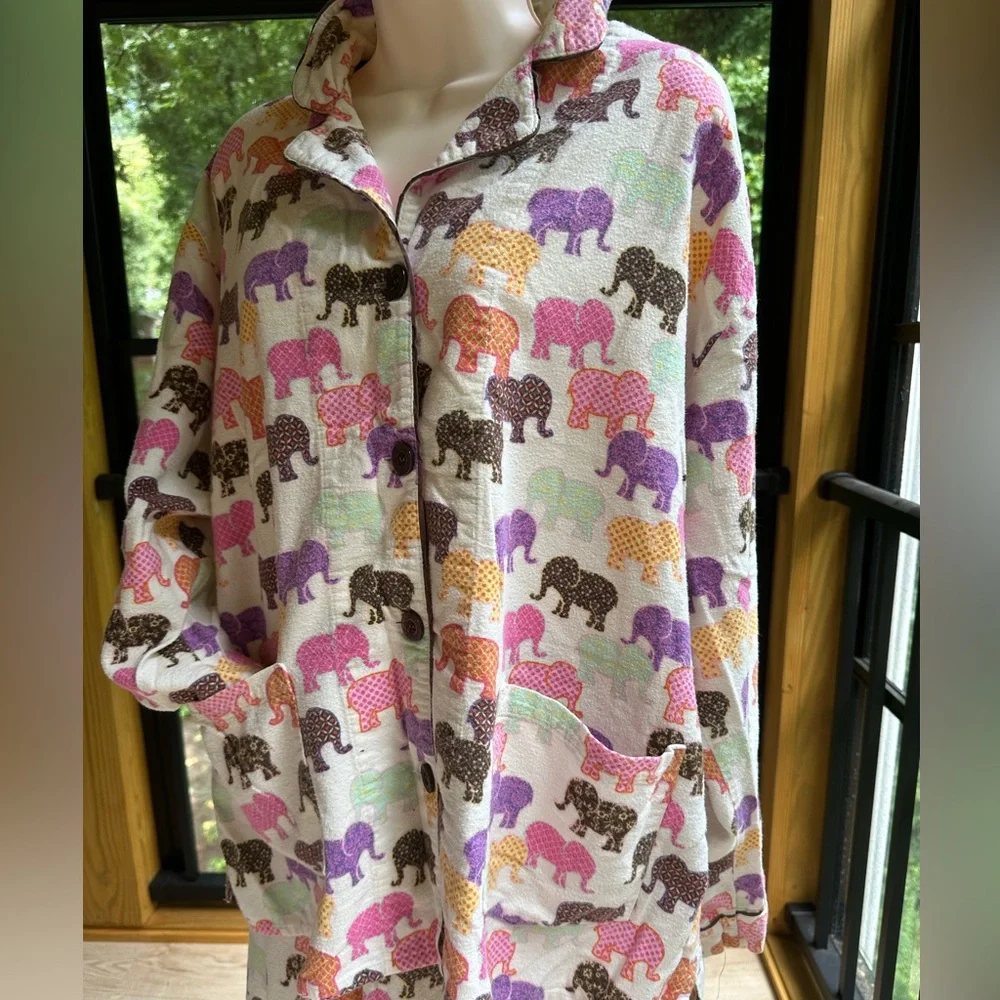 Colorful Elephants Pajama Set ~ M/L - Picture 5 of 16